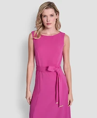 Dkny Women's Sleeveless Boat Neck Scuba Crepe Midi Dress