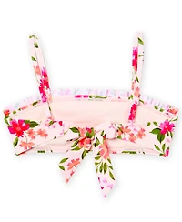 Angel Beach Girls 7-16 Floral Garden Swim Square Neck Bikini Top and Bottom, 2-Piece Set