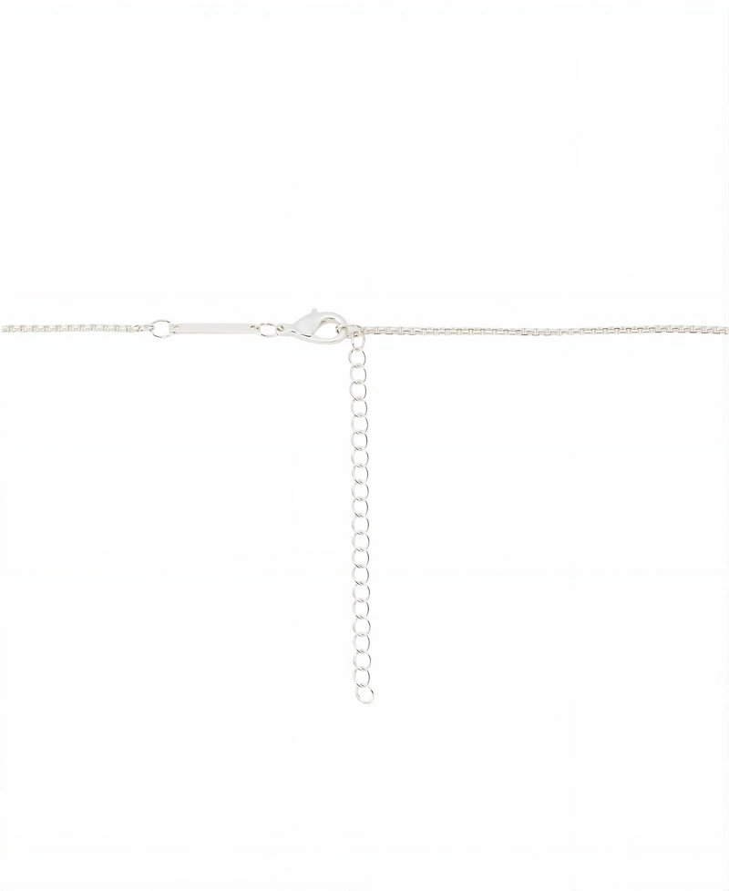 Unwritten Two Tone "Friends Forever" Plain Bar Mother Of Pearl Inlay W/Crystal Clover Necklace with Extender