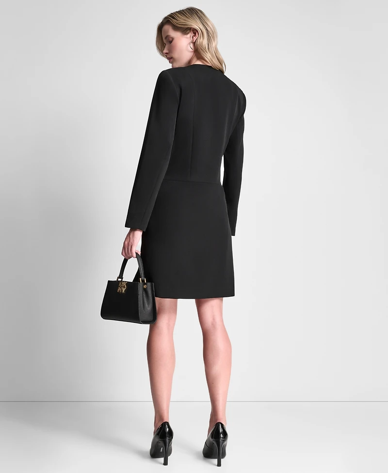 Dkny Petite Surplice Neck Long-Sleeve Dress