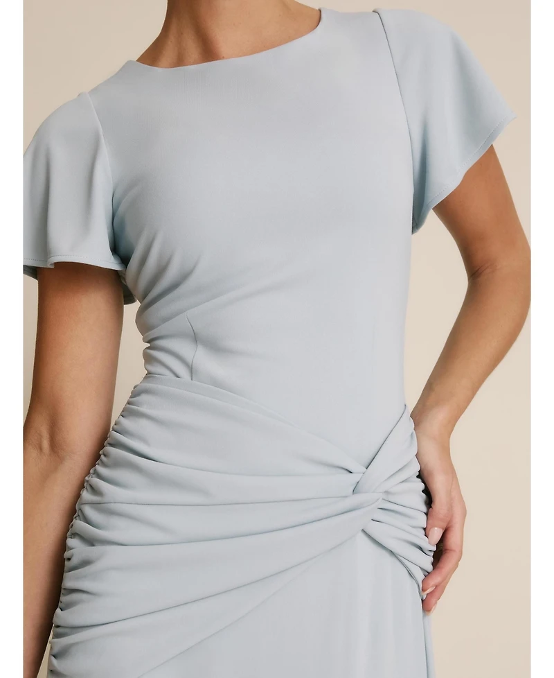 Six Stories Women's Knot Panel Flutter Sleeve Stretch Dresses