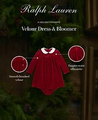Polo Ralph Lauren Baby Girls 2-Piece Long Sleeve Dress and Bloomer Set
