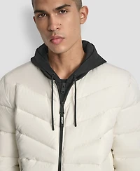 Dkny Men's Hooded Quilted Bomber Puffer Jacket