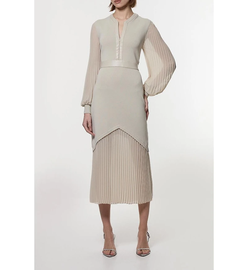 Karen Millen Women's Woven Sleeved Pleated Dress