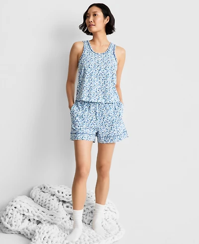 State of Day Women's Henley Tank & Shorts Pajama Set, Macy's Exclusive