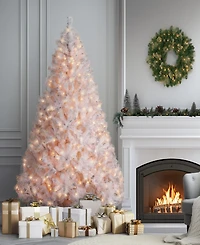 National Tree 7' Winchester White Pine Hinged Tree with Silver Glitter and 450 Clear Lights