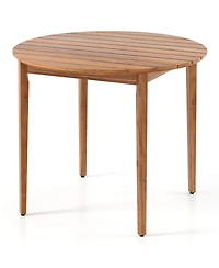 Costway Round Outdoor Dining Table for 4 People 36 inch Acacia Wood Patio Table for Yard