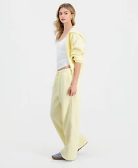Madden Girl Zippered Hoodie Wide Leg Pants