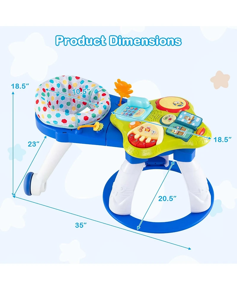 Costway 3 1 Baby Stationary Activity Center Walk-Around Kids Play Table Set