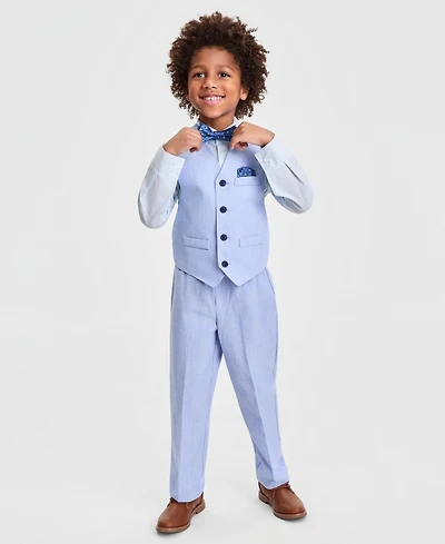 Nautica Boys' 2-7 Check Shirt, Vest, Printed Necktie, Pocket Square & Pants, 5-Piece Set
