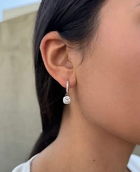 Adornia Silver Cz Cushion Halo Huggie Earrings