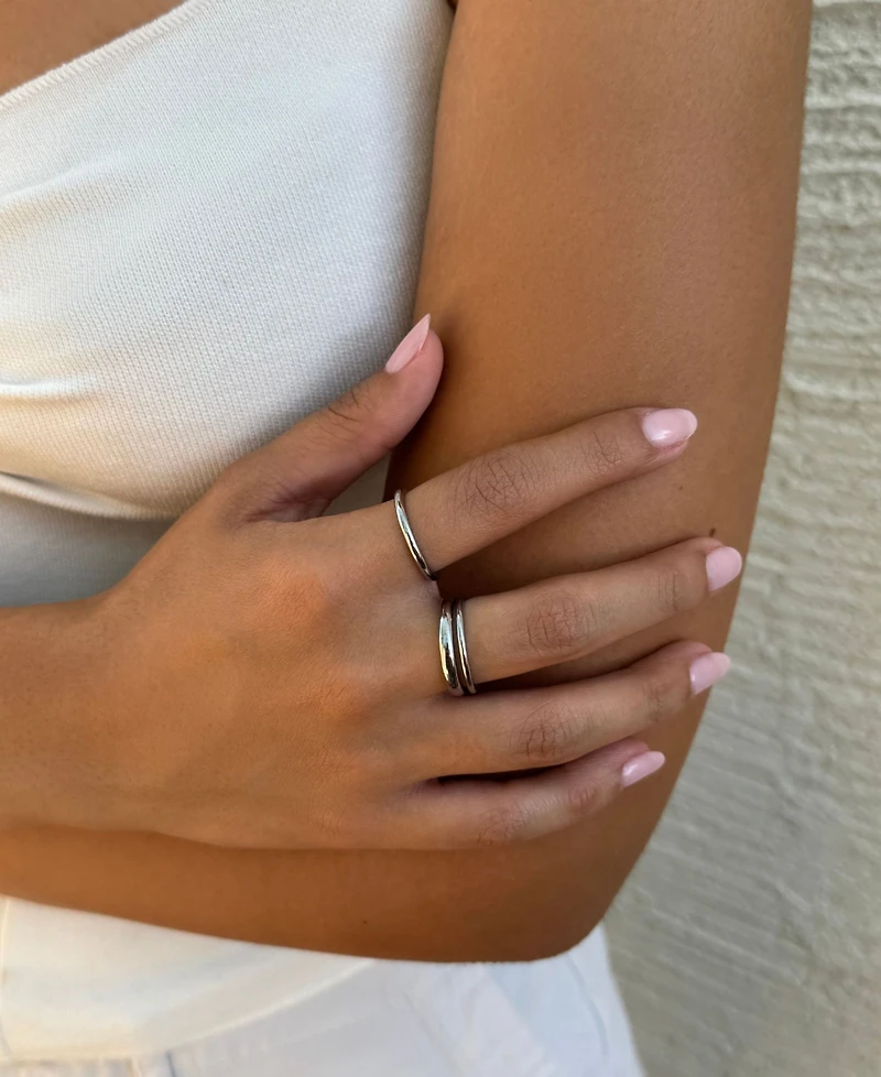 Adornia Tarnish Resistant Silver Stacking Band Set