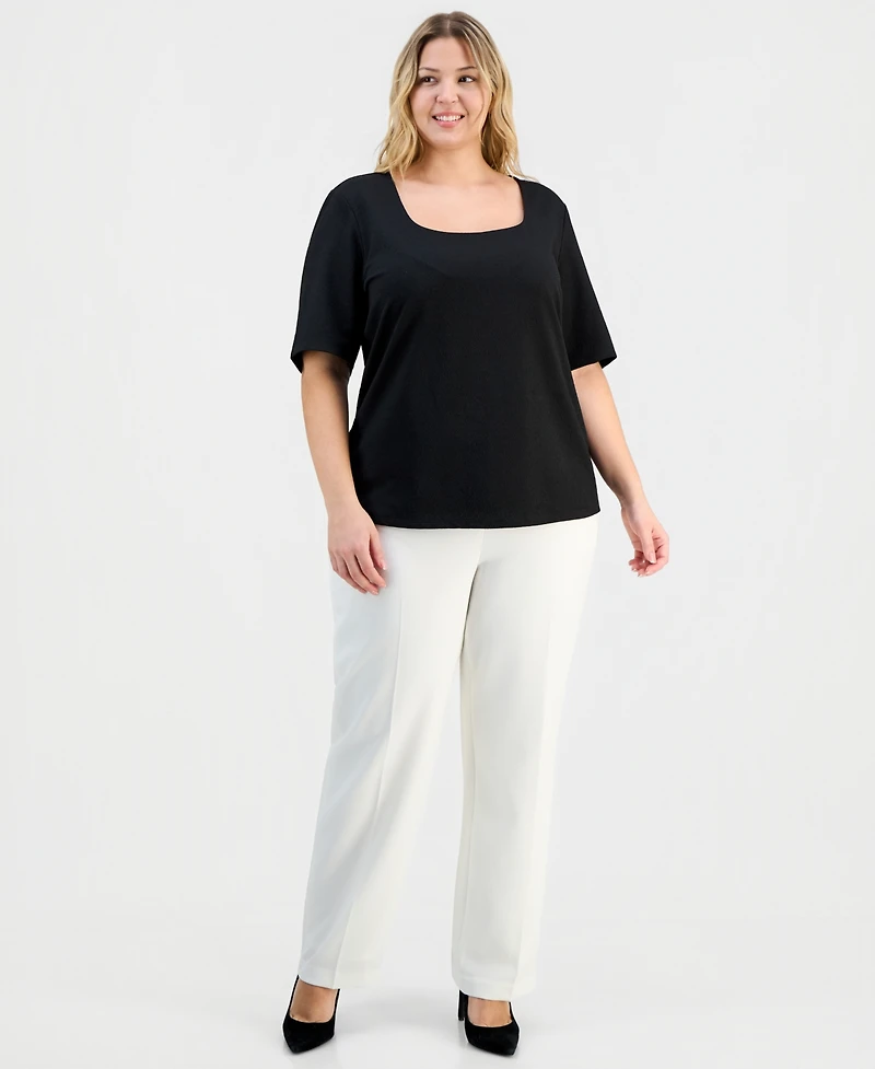 Kasper Trendy Plus Textured Square-Neck Top