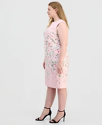 Kasper Plus Floral Sleeveless Sheath Dress