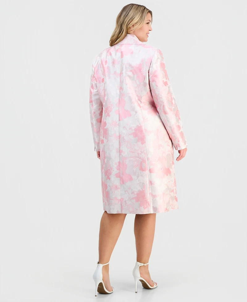 Kasper Plus Jacquard Button-Front Topper Jacket