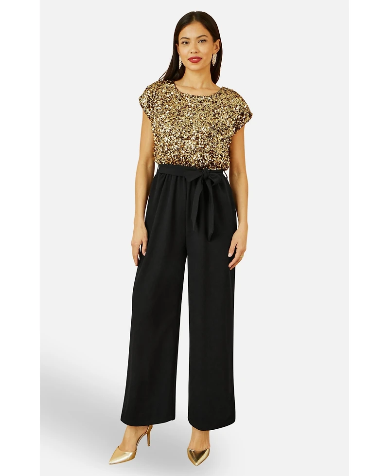 Yumi Women's Sequin Top Stretch Jumpsuit