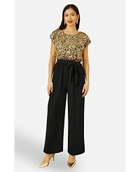 Yumi Women's Sequin Top Stretch Jumpsuit