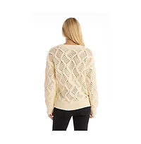 The Noli Shop Womens Sonja Wave Sequin Sweater - Pearl