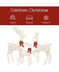 Best Choice Products 6.5ft 3-Piece Lighted Christmas Deer Set Outdoor Yard Decoration with 385 Led Lights, Stakes