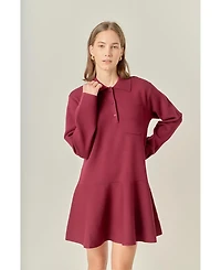 English Factory Women's Collared Knit Mini Dress