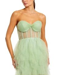 Mac Duggal Women's Strapless Corset Gown with Spiral Ruffles