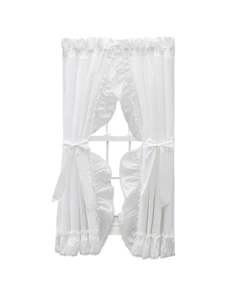 Ellis Curtain Madelyn Ruffled Victorian Priscillas 1.5" Rod Pocket Curtain Panel 100" x 63" White