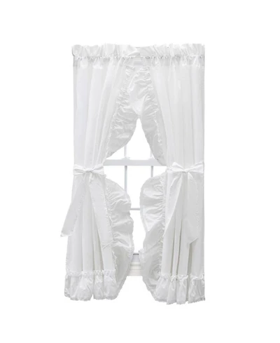 Ellis Curtain Madelyn Ruffled Victorian Priscillas 1.5" Rod Pocket Curtain Panel 100" x 63" White