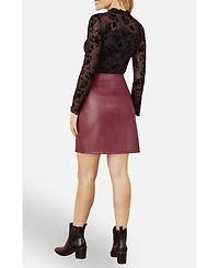 Yumi Women's Faux Leather Wrap Mini Skirt