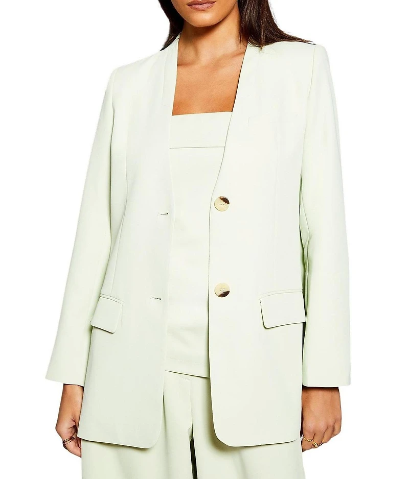 Warehouse Women's Runway Collarless Boxy Blazer