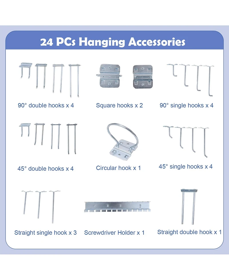 48 x 24 Inch Workbench Work Table with 3 PCs Pegboard Drawer and Shelves-Navy