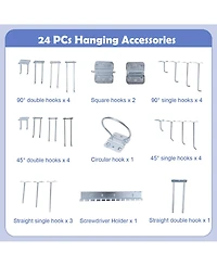 48 x 24 Inch Workbench Work Table with 3 PCs Pegboard Drawer and Shelves-Navy