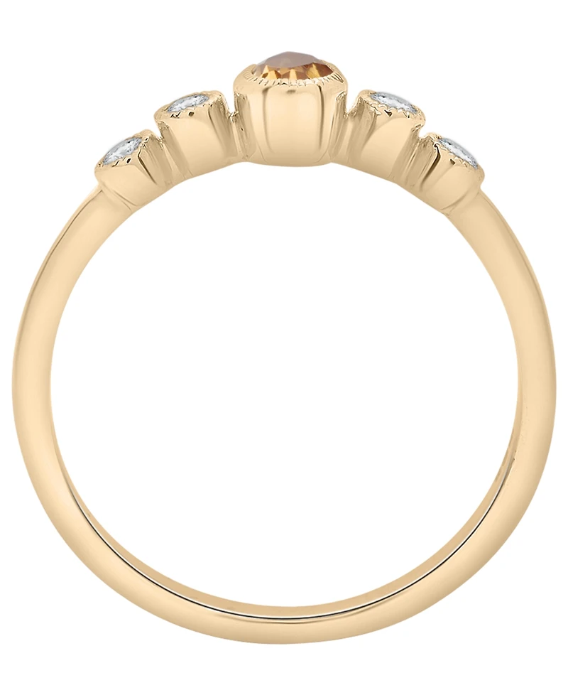 Macy's Citrine (1/5 ct. t.w.) & Diamond (1/10 ct. t.w.) Pear Ring in 14k Gold-Plated Over Sterling Silver