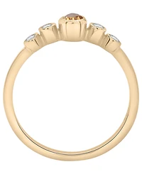 Macy's Citrine (1/5 ct. t.w.) & Diamond (1/10 ct. t.w.) Pear Ring in 14k Gold-Plated Over Sterling Silver