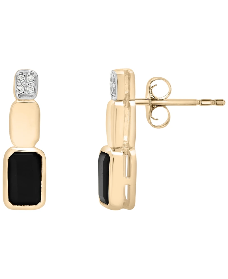 Macy's 2-Pc. Onyx (1-1/8 ct. t.w.) & Diamond (1/20 ct. t.w.) Earrings and Pendant Necklace Set in 14k Gold-Plated Over Sterling Silver