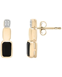 Macy's 2-Pc. Onyx (1-1/8 ct. t.w.) & Diamond (1/20 ct. t.w.) Earrings and Pendant Necklace Set in 14k Gold-Plated Over Sterling Silver