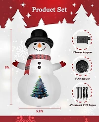 Sugift 8FT Lighted Inflatable Snowman with Led Lights, Waterproof Polyester Outdoor Christmas Decoration with Blower and Stakes