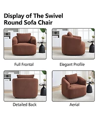 Boyelliving Mid-Century Modern Accent Chair, Armchair Living Room Chair, Comfy Single Sofa Chair, Polyester Fabric Chair for Living Room