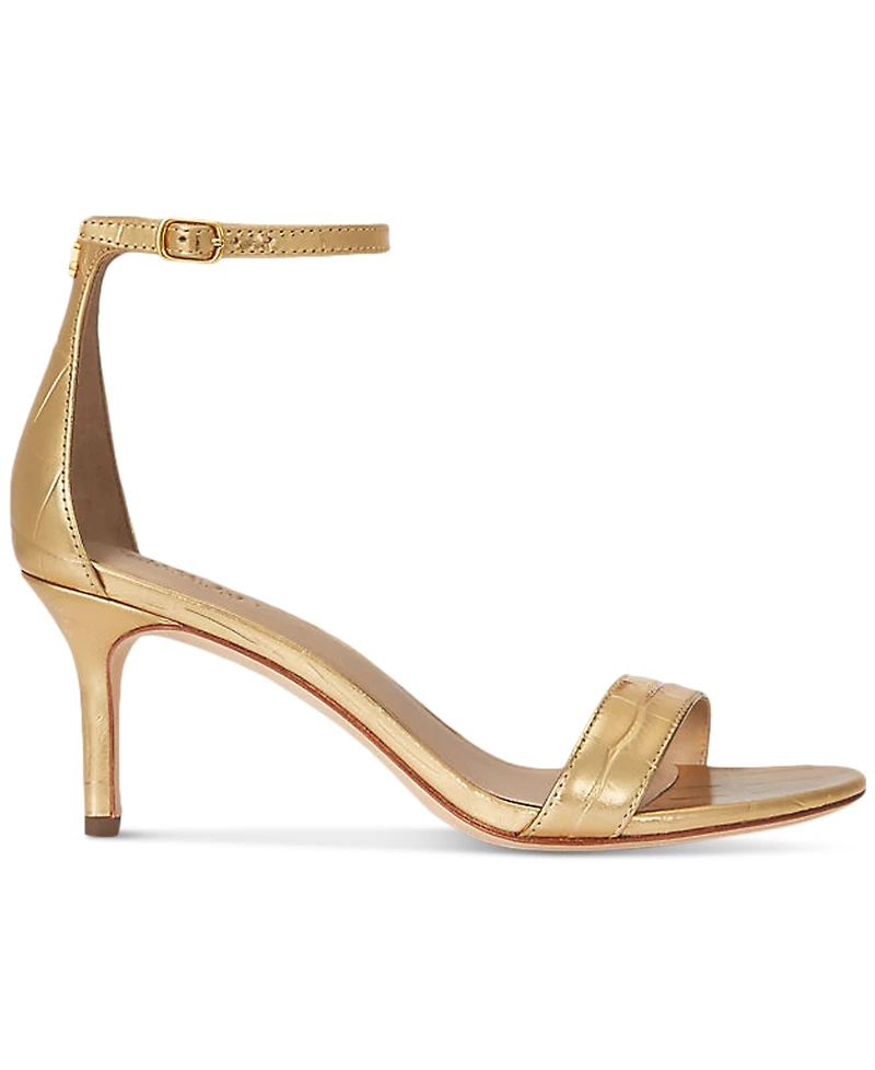Lauren Ralph Women's Allie Mid-Heel Crocodile-Embossed Sandals