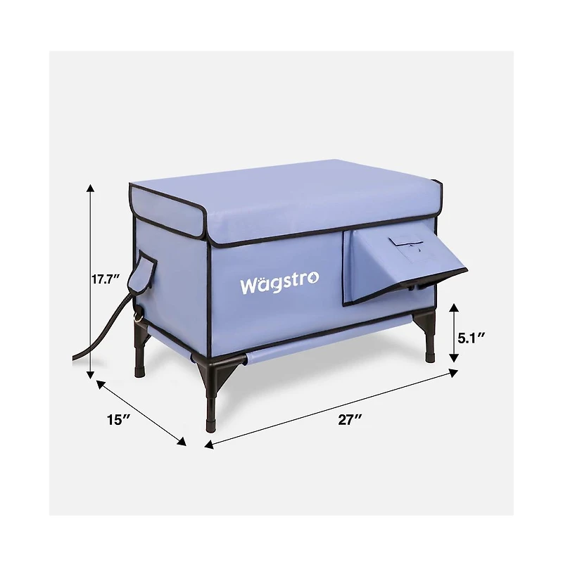 Wagstro ArcticGuard Outdoor Heated Cat House – Cloud Slate Blue