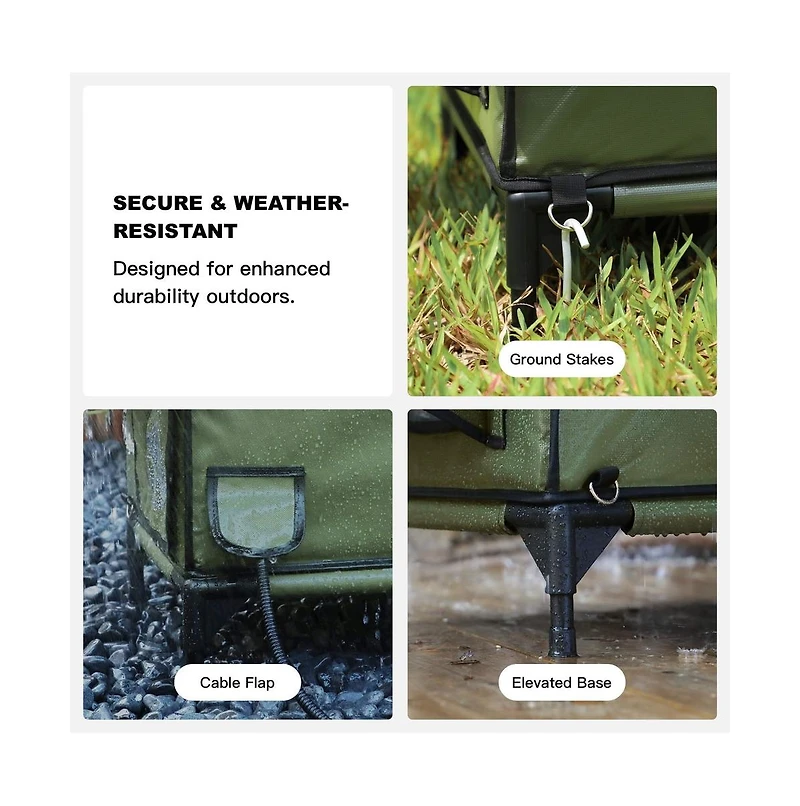 Wagstro RoofHaus Heated Outdoor Cat Shelter – Olive Green