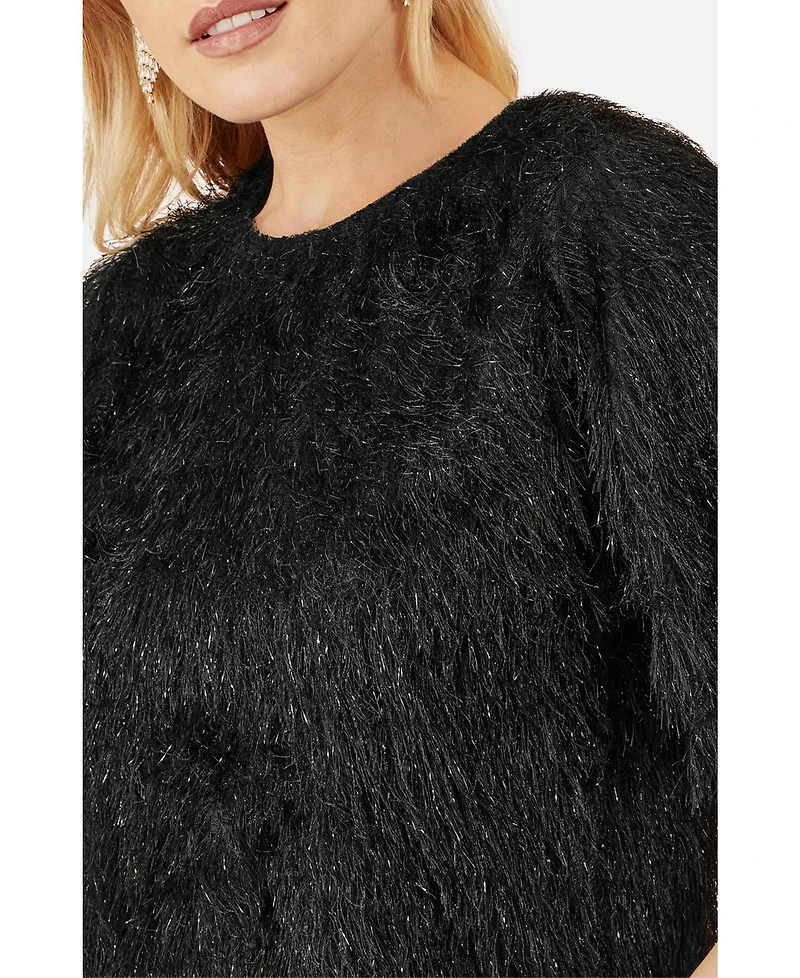 Yumi Women's Lurex Fringe Relaxed Fit Top