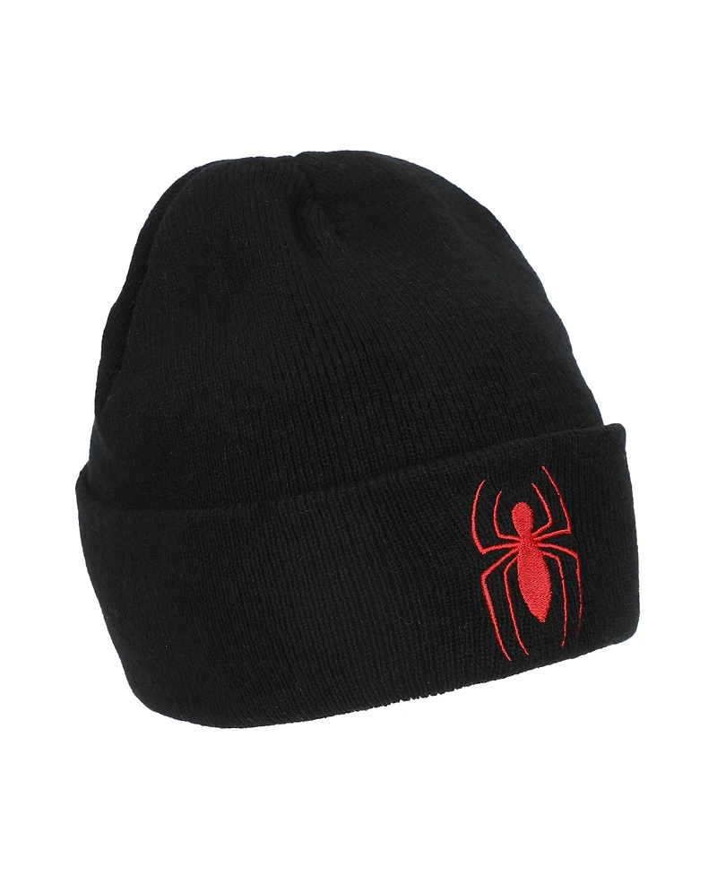 Marvel Men's Spider-Man Spiderman Logo Embroidery Standard Cuff Acrylic Knit Beanie Cuff Beanie