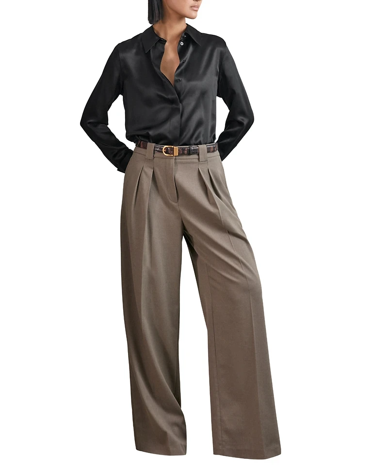 Reiss Women's Silk-Satin Concealed-Placket Shirt