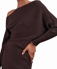 Reiss Women's Off-The-Shoulder Ribbed Midi Dress