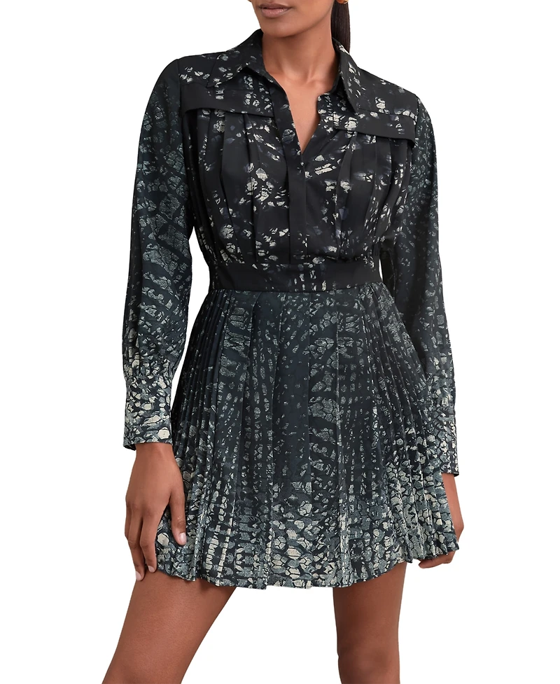 Reiss Women's Printed Pleated Shirt Dress