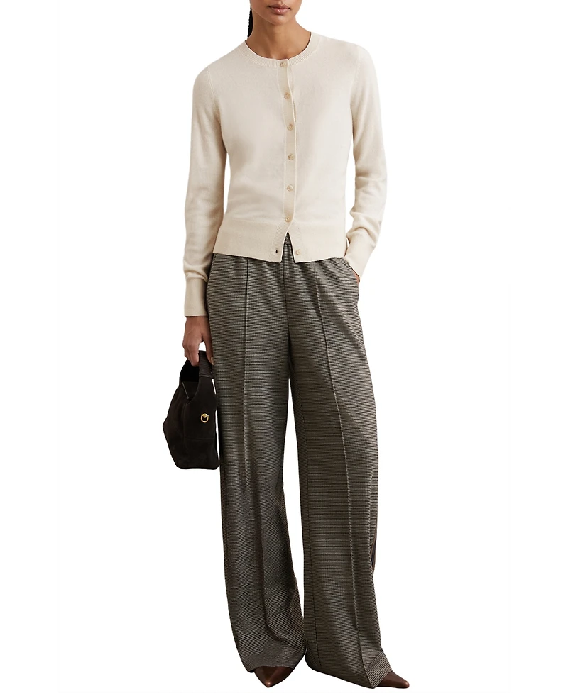 Reiss Women's Wool-Blend Crew-Neck with Cashmere Cardigan Sweater