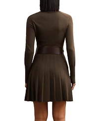 Reiss Women's Knitted Belted Skater Mini Dress