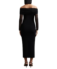 Reiss Women's Sheer-Sleeve Knit Midi Dress