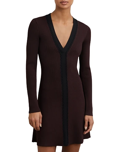 Reiss Women's Craft-Stitch Rib-Knit Mini Dress