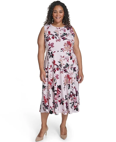 Calvin Klein Plus Floral Print Fit & Flare Dress